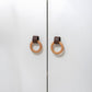 Wood Ring Leather Cabinet and Drawer Knobs