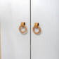 Wood Ring Leather Cabinet and Drawer Knobs