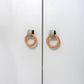 Wood Ring Leather Cabinet and Drawer Knobs