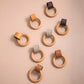 Wood Ring Leather Cabinet and Drawer Knobs