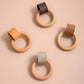 Wood Ring Leather Cabinet and Drawer Knobs